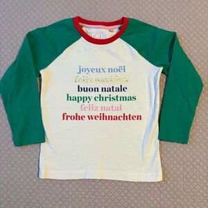 Mini Boden Multilingual Holiday Long Sleeve Shirt